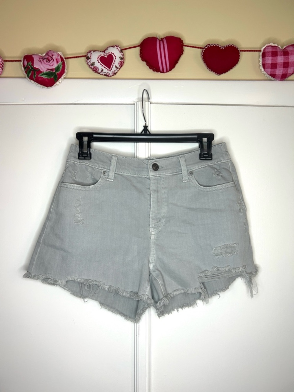 Aerie Distressed Grey Denim Shorts